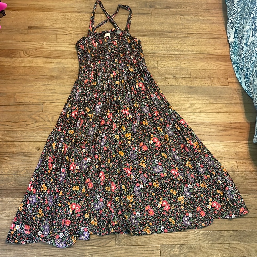 ByTimo ankle length floral button down dress size Large
